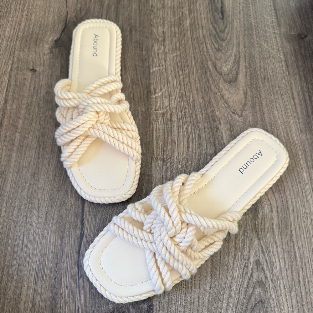 Abound cream ivory rope slide sandals size 8 women new without tags